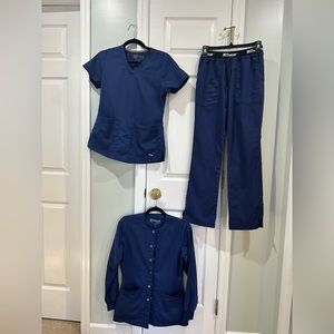 Greys Anatomy Scrub Set Including Jacket. Navy Blue. Size XS!!